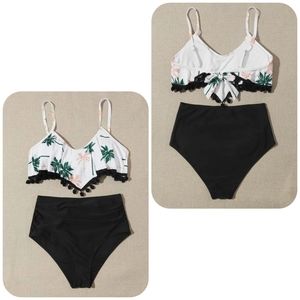 🌴Palm Tree Pompom High Waist Bikini Swimsuit